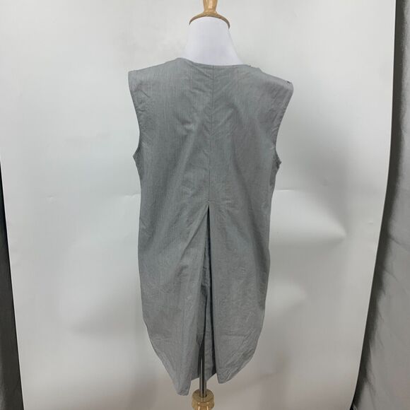 Elie Tahari Hidden Button Blouse Womens M Medium Black White Pin Stripe High Low - Picture 3 of 13